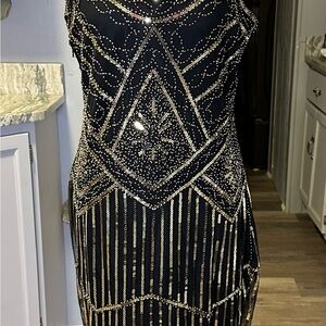 Elegant Black and Gold Women's Dress